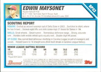 2007 Bowman - Prospects Gold #BP33 Edwin Maysonet Back