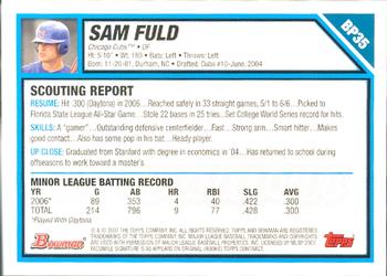 2007 Bowman - Prospects Gold #BP35 Sam Fuld Back
