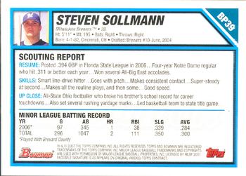 2007 Bowman - Prospects Gold #BP39 Steven Sollmann Back