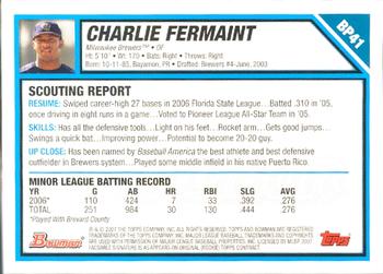 2007 Bowman - Prospects Gold #BP41 Charlie Fermaint Back