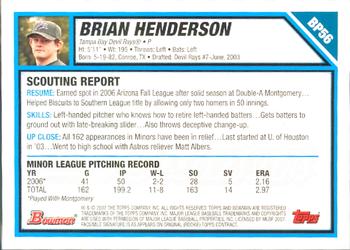 2007 Bowman - Prospects Gold #BP56 Brian Henderson Back
