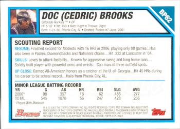 2007 Bowman - Prospects Gold #BP62 Cedric Brooks Back