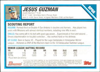 2007 Bowman - Prospects Gold #BP66 Jesus Guzman Back