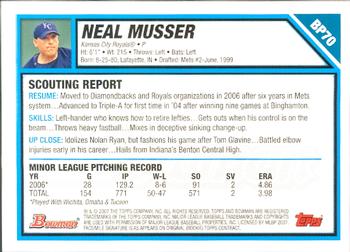 2007 Bowman - Prospects Gold #BP70 Neal Musser Back