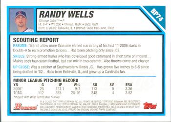 2007 Bowman - Prospects Gold #BP74 Randy Wells Back