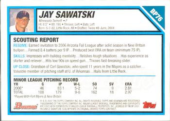 2007 Bowman - Prospects Gold #BP76 Jay Sawatski Back