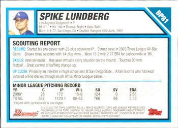 2007 Bowman - Prospects Gold #BP81 Spike Lundberg Back