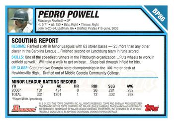 2007 Bowman - Prospects Gold #BP86 Pedro Powell Back