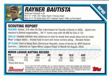 2007 Bowman - Prospects Gold #BP90 Rayner Bautista Back