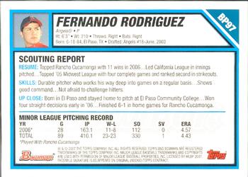 2007 Bowman - Prospects Gold #BP97 Fernando Rodriguez Back