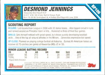 2007 Bowman - Prospects Gold #BP106 Desmond Jennings Back