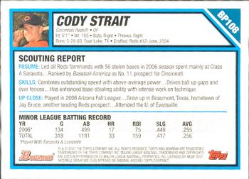 2007 Bowman - Prospects Gold #BP108 Cody Strait Back