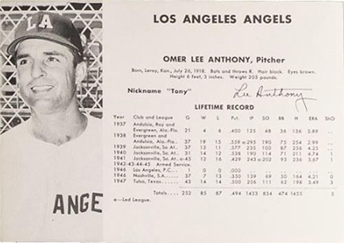 1948 Los Angeles Angels (W725) #NNO Omer Lee Anthony Front
