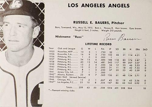 1948 Los Angeles Angels (W725) #NNO Russell E. Bauers Front