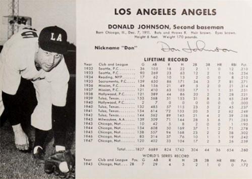 1948 Los Angeles Angels (W725) #NNO Donald Johnson Front