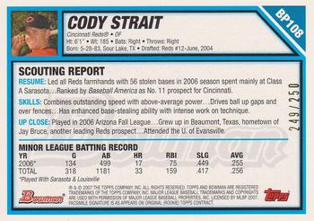2007 Bowman - Prospects Orange #BP108 Cody Strait Back