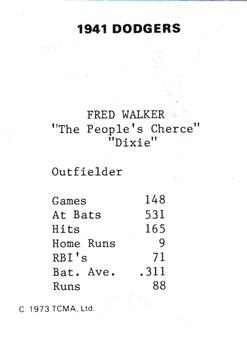 1973 TCMA 1941 Brooklyn Dodgers #NNO Dixie Walker Back