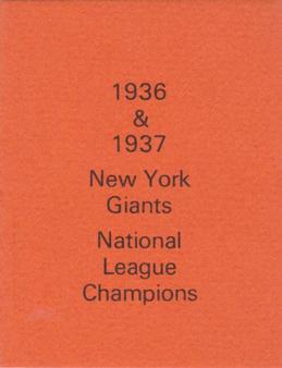 1974 TCMA 1936-37 New York Giants #NNO Title Card Front