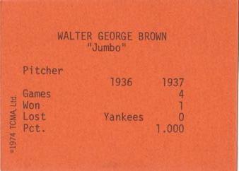 1974 TCMA 1936-37 New York Giants #NNO Walter Brown Back