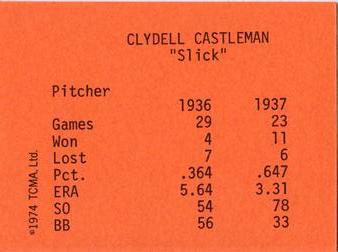 1974 TCMA 1936-37 New York Giants #NNO Clydell Castleman Back