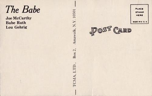 1974 TCMA The Babe Postcards #NNO Babe Ruth / Lou Gehrig / Joe McCarthy Back