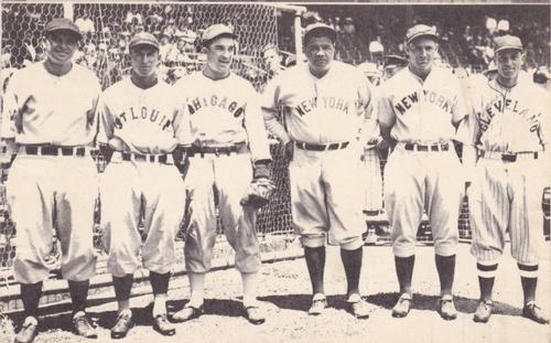1974 TCMA The Babe Postcards #NNO Heinie Manush / Sam West / Al Simmons / Babe Ruth / Ben Chapman / Earl Averill Front