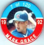 1992 JKA Baseball Buttons #7 Mark Grace Front