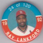 1992 JKA Baseball Buttons #24 Ray Lankford Front