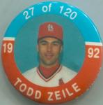 1992 JKA Baseball Buttons #27 Todd Zeile Front