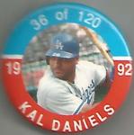1992 JKA Baseball Buttons #36 Kal Daniels Front