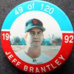 1992 JKA Baseball Buttons #49 Jeff Brantley Front