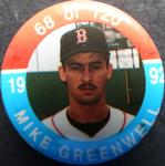 1992 JKA Baseball Buttons #68 Mike Greenwell Front