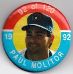 1992 JKA Baseball Buttons #92 Paul Molitor Front