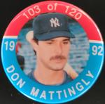 1992 JKA Baseball Buttons #103 Don Mattingly Front