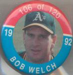 1992 JKA Baseball Buttons #106 Bob Welch Front
