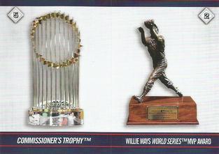 2020 Topps Stickers #2 / 5 Willie Mays World Series MVP Award / Commissioner's Trophy Front