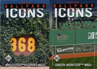 2020 Topps Stickers #20 / 21 Green Monster Wall / Wrigley Field Ivy-Covered Walls Front
