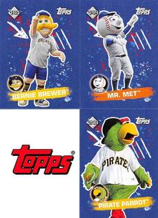 2020 Topps Stickers #184 / 199 / 208 Bernie Brewer / Mr. Met / Pirate Parrot Front