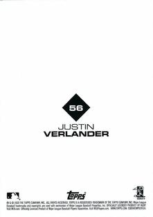 2020 Topps Stickers #56 Justin Verlander Back