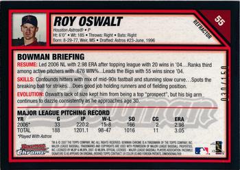 2007 Bowman Chrome - Blue Refractors #55 Roy Oswalt Back