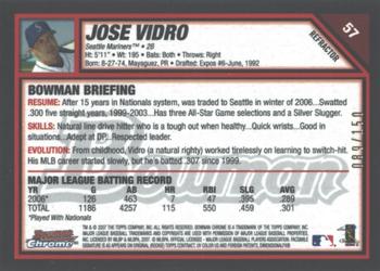 2007 Bowman Chrome - Blue Refractors #57 Jose Vidro Back