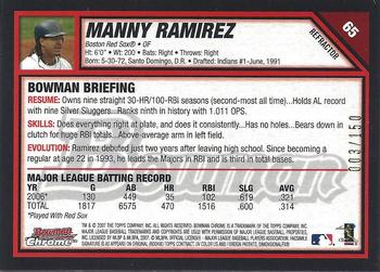 2007 Bowman Chrome - Blue Refractors #65 Manny Ramirez Back