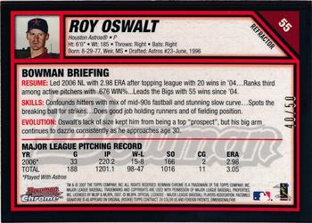2007 Bowman Chrome - Gold Refractors #55 Roy Oswalt Back