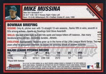 2007 Bowman Chrome - Gold Refractors #109 Mike Mussina Back