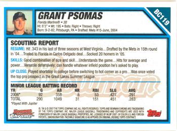 2007 Bowman Chrome - Prospects #BC119 Grant Psomas Back