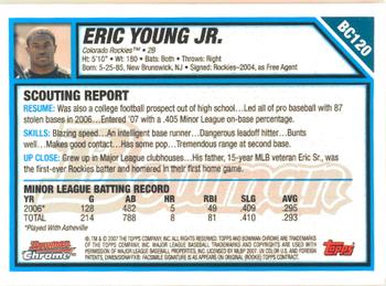 2007 Bowman Chrome - Prospects #BC120 Eric Young Jr. Back