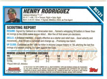 2007 Bowman Chrome - Prospects #BC121 Henry Rodriguez Back