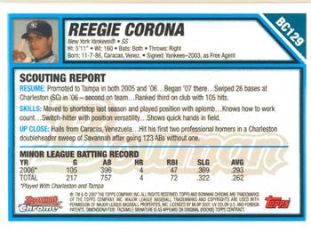 2007 Bowman Chrome - Prospects #BC129 Reegie Corona Back