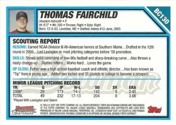 2007 Bowman Chrome - Prospects #BC130 Thomas Fairchild Back