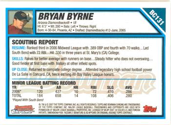 2007 Bowman Chrome - Prospects #BC131 Bryan Byrne Back